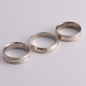 3 Sterling Silver Rings - (A196)